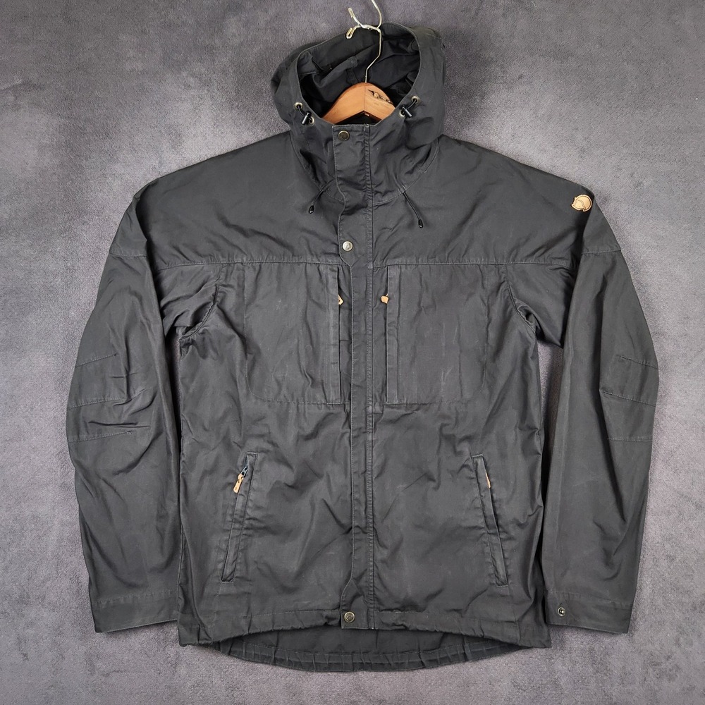 Fjallraven Skogso Jacket Mens Large Black G-1000 Hooded Outdoor Hiking 81698